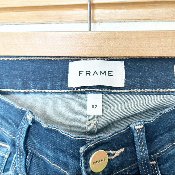 Frame Le Skinny De Jeanne Crop Jeans Mid Rise Dark Wash Cotton Blend Size 27 - Picture 4 of 8
